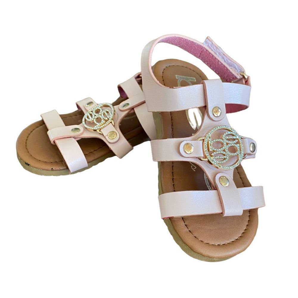 Bebe Girls Sandals Toddler Pink Rhinestone Gold Accents Size 8